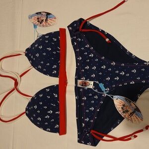 BINGO Navy Anchor Print Bikini Set